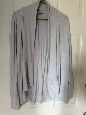 LOFT Light Gray Open-Front Draped Cardigan
